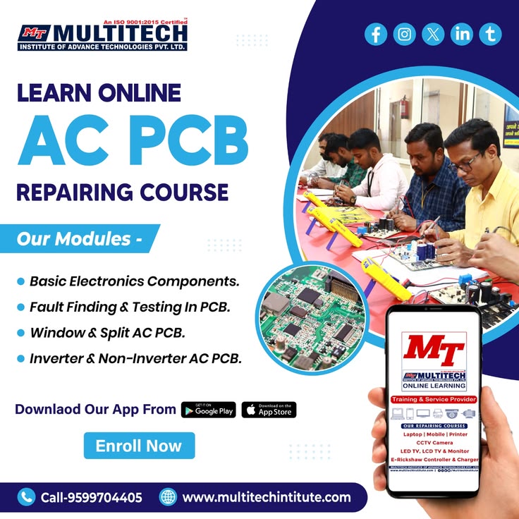 Multitech Institute | AC PCB Repairing Course in Delhi | 8800485390